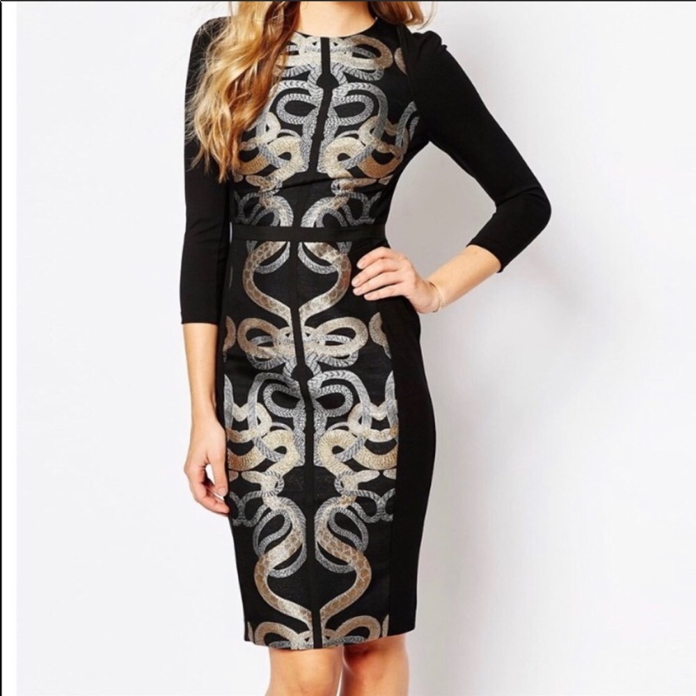 Ted Baker Metallic Malicia Snake Jacquard Dress